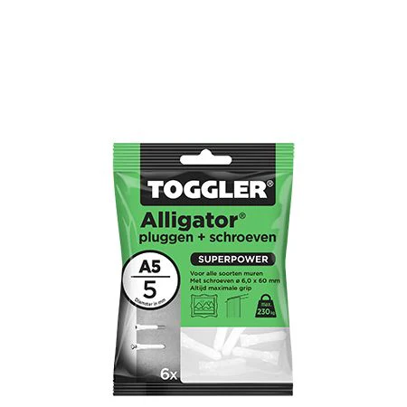 Toggler Alligator muurplug kunststof 5x25mm 6st