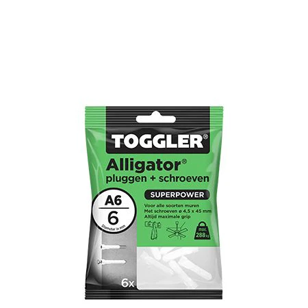 Toggler Alligator muurplug kunststof 6x30mm 6st