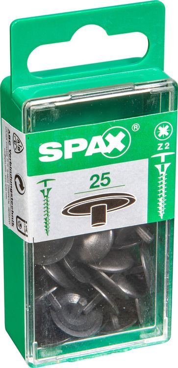 Spax afdekdop gepunt PZ zwart ⌀1,7cm 25st