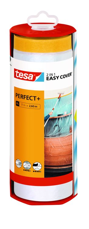 Tesa Easy Cover Perfect+ afdekfolie met crepe plakrand 2,6x17m