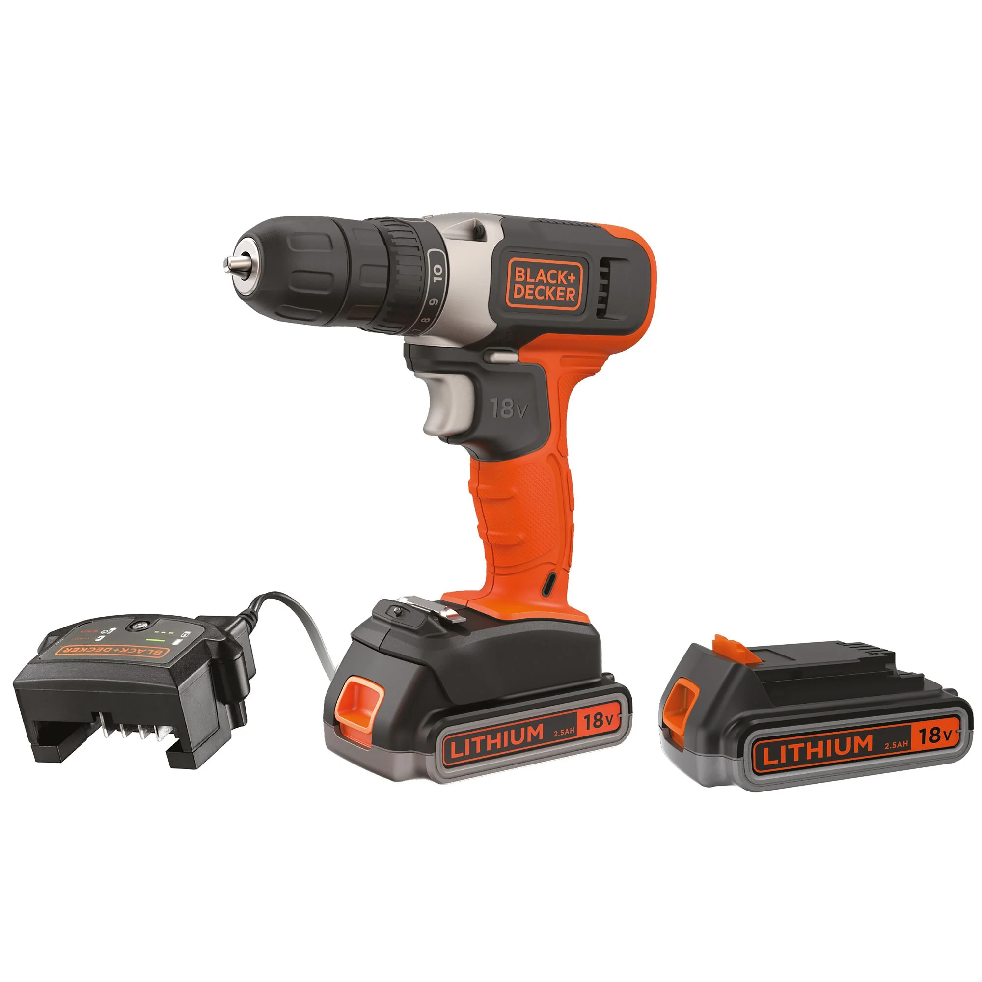 Black & Decker schroef-/boormachine BCD001E2K-QW 18V Li-Ion 2 accu’s