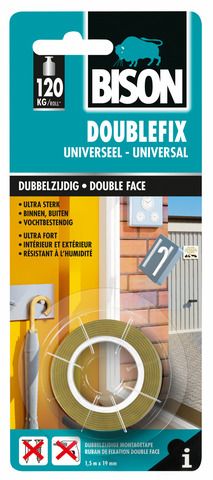 Bison Doublefix Universeel 19 mm x 1,5 m bl