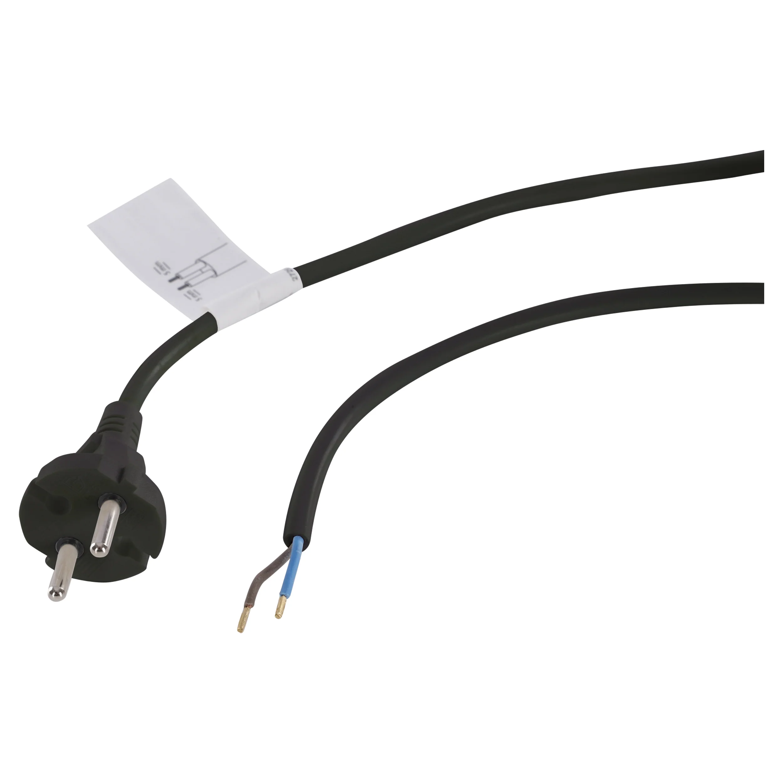 Q-Link aansluitsnoer 2x1mm randaarde zwart 7,5m