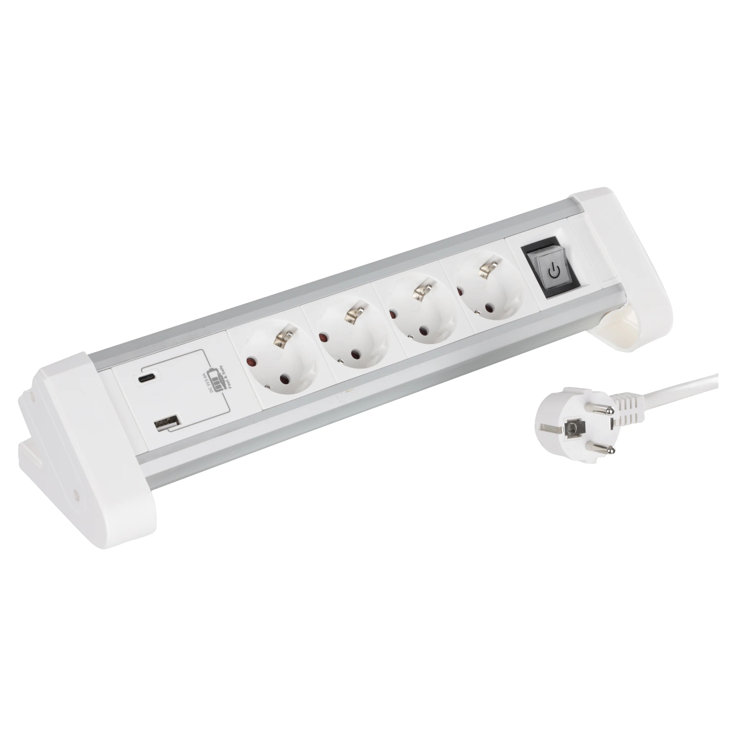 Q-Link stekkerdoos 4-voudig 4x geaard, 1x USB A, 1x USB C wit, 1,5m