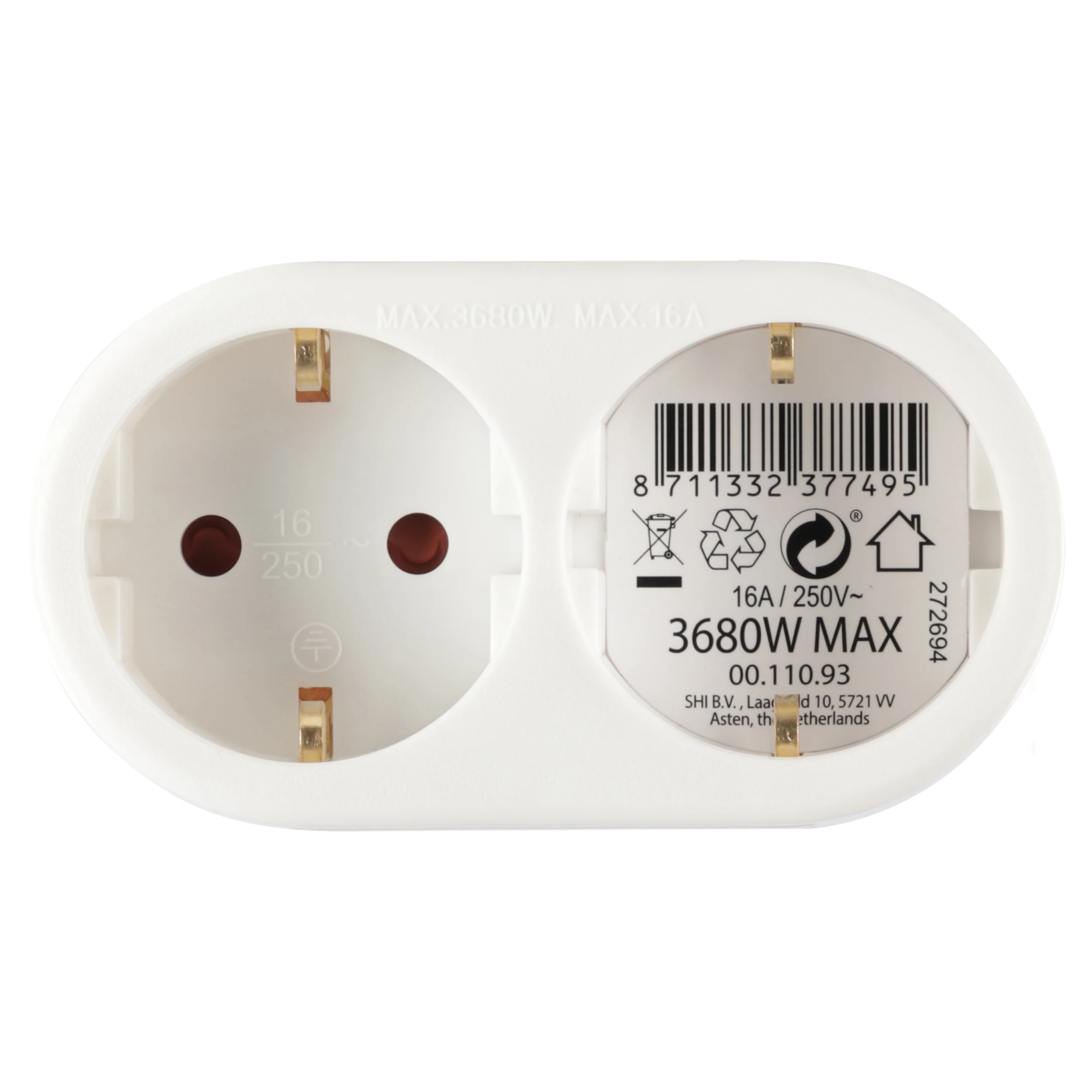 Q-Link verloopstekker 2-voudig horizontaal wit