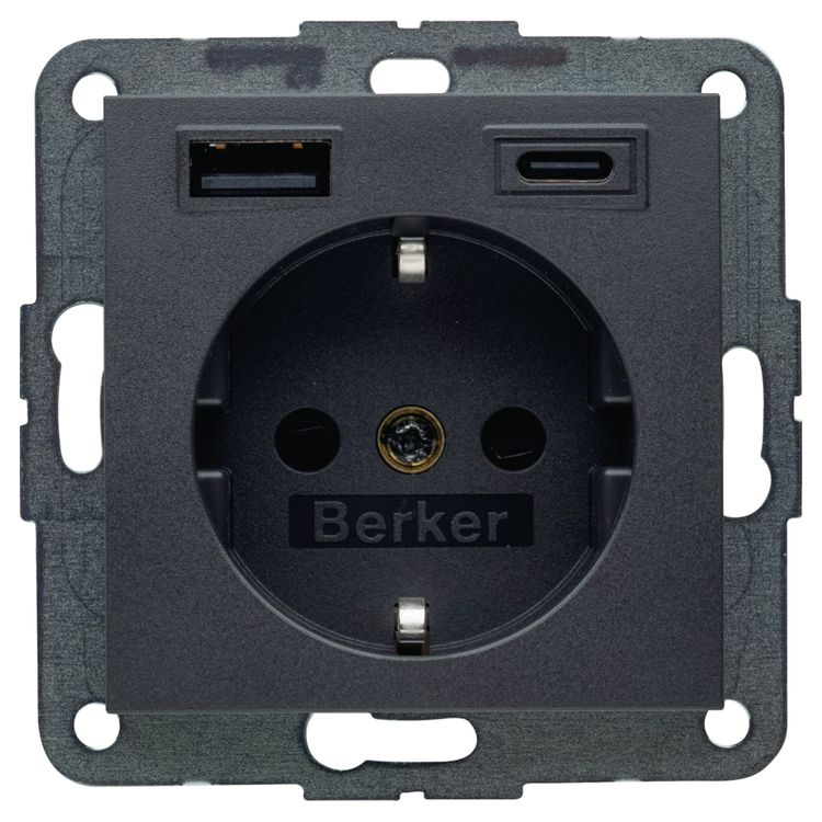Berker inbouw stopcontactdoos met USB A/C 1-voudig