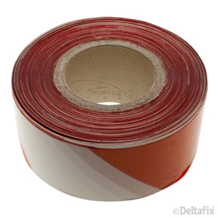 Deltafix afzetlint 70mm rood, wit 500m
