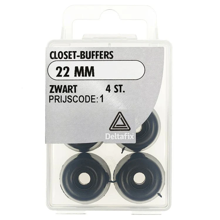 Deltafix closet-buffer zwart kunststof 20x20x10mm 4st