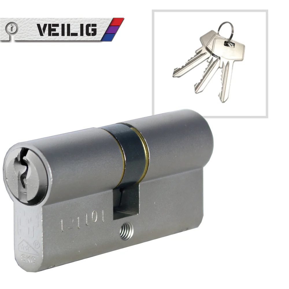 Veilig S6 veiligheidsprofielcilinder 30/45 zilver
