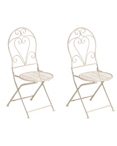Set of 2 Garden Chairs FOLELLI Folding Metal Light Beige