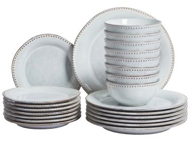 Set of 24 Dinnerware CHERVIL Stoneware Light Blue