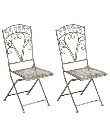 Set of 2 Garden Chairs NURRA Folding Metal Grey