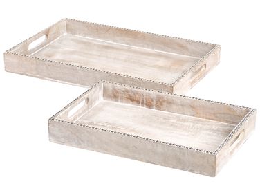 Set of 2 Serving Trays QUENA Mango Wood Light Brown