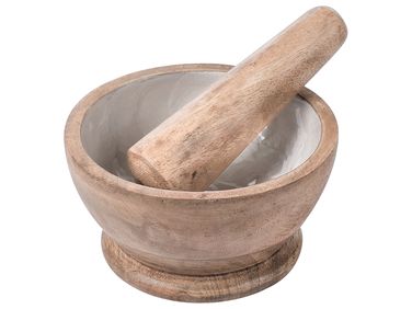 Vijzel en stamper QENA Mangohout Bruin/wit