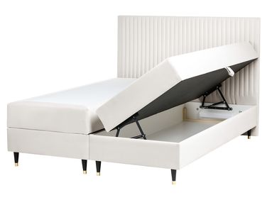 Divan Bed with Storage Velvet DAME 160 x 200 cm (EU King Size) Off-White