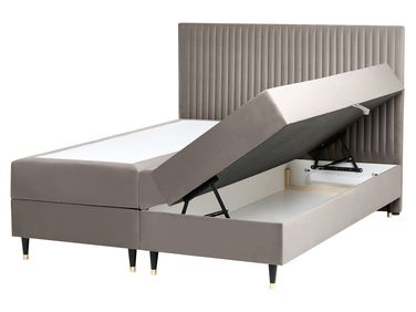Divan Bed with Storage Velvet DAME 160 x 200 cm (EU King Size) Taupe
