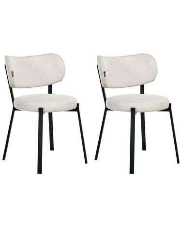 Set of 2 Dining Chairs BRONTE Fabric Light Beige