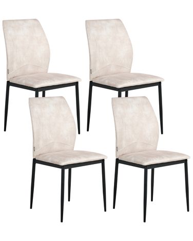 Set of 4 Dining Chairs ROCHEPORT Fabric Light Beige