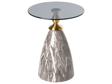 Side Table CADY Tempered Glass Black Marble