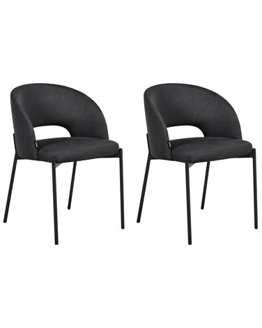 Set of 2 Dining Chairs PENNY Fabric Black