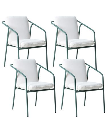 Set of 4 Garden Chairs with Cushions ASCIANO Metal Green