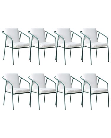 Set of 8 Garden Chairs with Cushions ASCIANO Metal Green