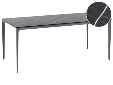 Tuin eettafel SOVARETO 180 cm 90 cm Marmereffect Zwart marmer
