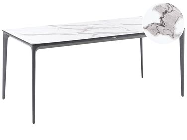Tuin eettafel SOVARETO 180 cm 90 cm Marmereffect Wit marmer