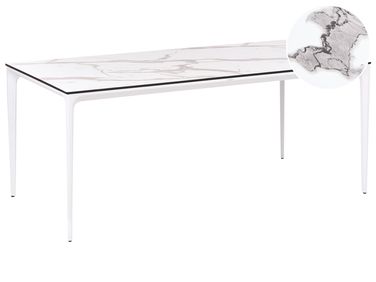 Table de salle à manger de jardin SOVARETO 180 cm 90 cm Effet marbre Marbre blanc