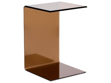 Table d'appoint LOURDES Verre de sécurité Marron