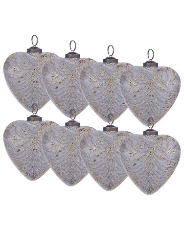 Set of 8 Baubles FERIABLE Glass Grey