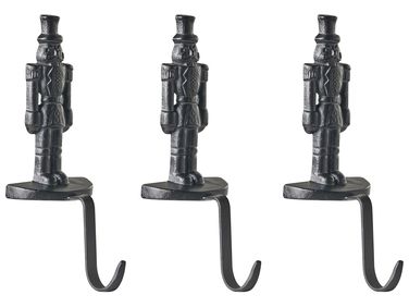 Set of 3 Christmas Stocking Holders KAJAANI Nutcracker 21 cm Black