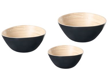 Set of 3 Bowls BONHEUR Bamboo Black