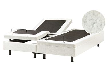 Verstelbaar bed zonder hoofdbord Bouclé DUKE 160 x 200 cm Gebroken wit