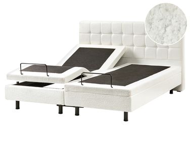 Verstelbaar bed Bouclé DUKE 160 x 200 cm Gebroken wit