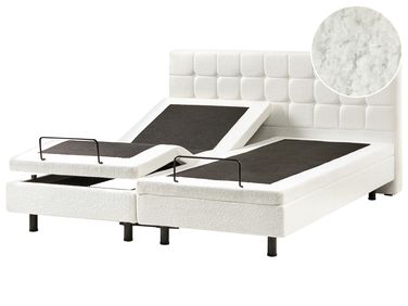 Verstelbaar bed Bouclé DUKE 180 x 200 cm Gebroken wit