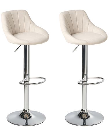 Set of 2 Bar Stools LUCCA Fabric Swivel Light Beige