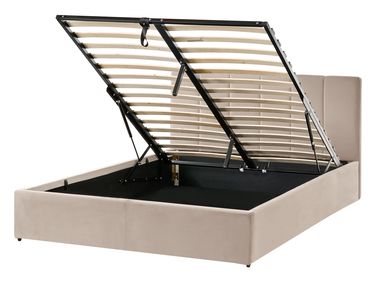 Ottoman Bed Velvet DREUX 140 x 200 cm (EU Double) Taupe