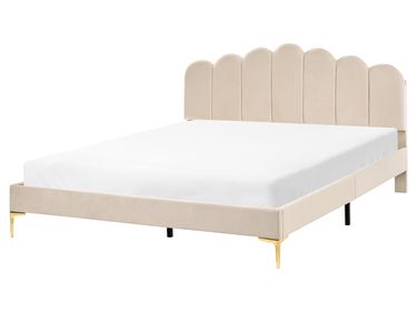 Bed Velvet SAUVIAN 160 x 200 cm (EU King Size) Beige