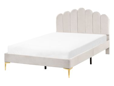 Bed Velvet SAUVIAN 120 x 200 cm (EU Small Double) Off-White