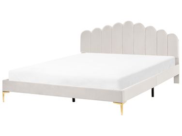 Bed Velvet SAUVIAN 180 x 200 cm (EU Super King) Off-White