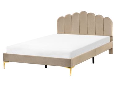 Bed Velvet SAUVIAN 160 x 200 cm (EU King Size) Taupe