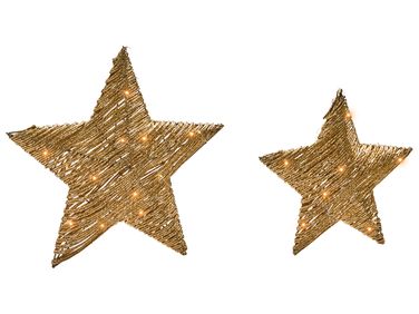 Set of 2 Christmas Decorations LED HAMPEN Star 24/30 cm Gold