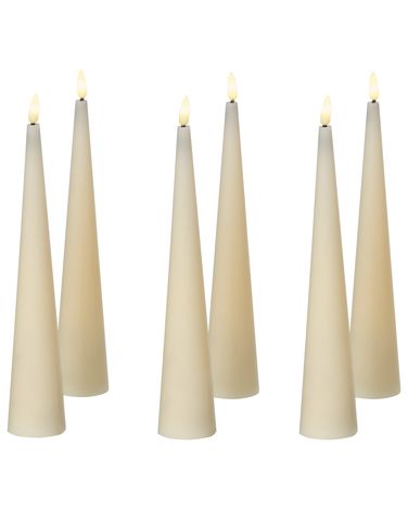 Set of 6 LED Candles AURUM 28 cm Off-White