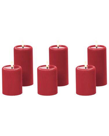 Set of 6 LED Candles NOISETTE 10/16 cm Red