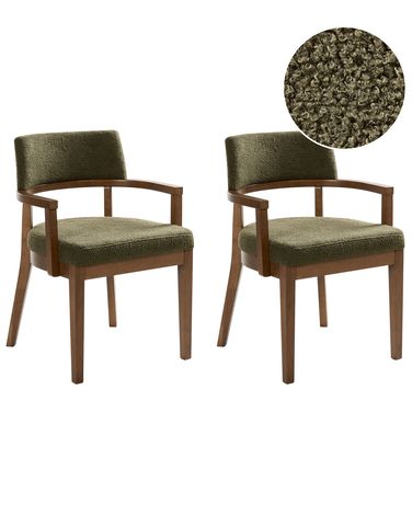 Set van 2 eetkamerstoelen DALBO Bouclé Bruin/groen