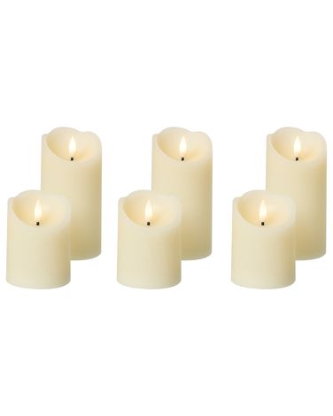 Set of 6 LED Candles AMOREA 10/15 cm Off-White