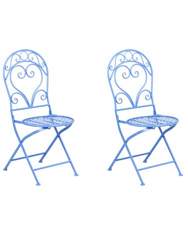 Set van 2 tuinstoelen ALBINIA Metaal Blauw