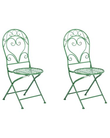 Set of 2 Garden Chairs ALBINIA Metal Green