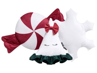 Set van 3 sierkussens NOELNEST Fluweel 30 x 35 cm 40 x 40 cm Meerkleurig kerstmotief